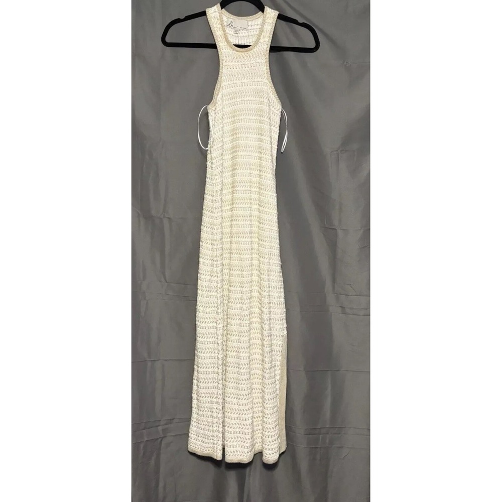 dh New York Sleeveless Ivory/Tan Sweater Long Dress X-Small New